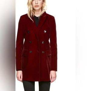 Soia & Kyo Merlot red velvet structured blazer jacket, NWOT, size small